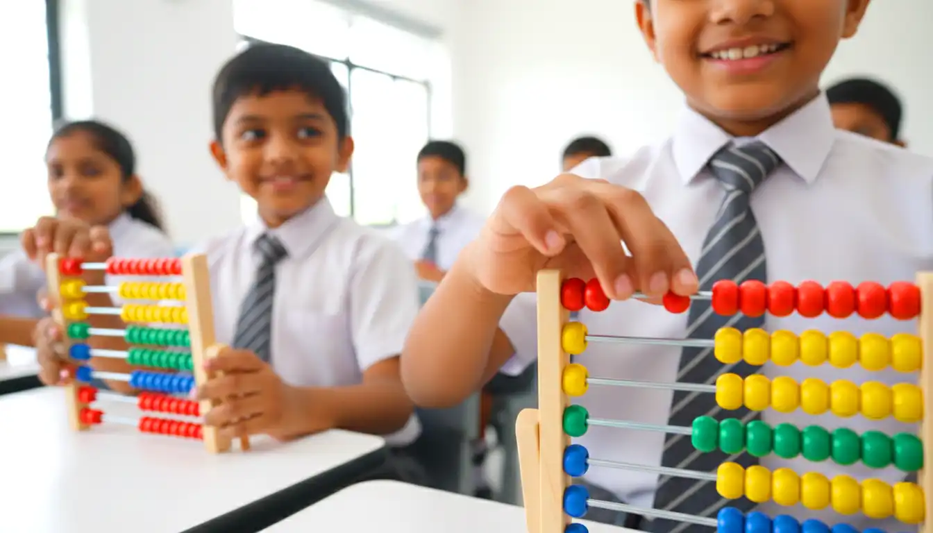 Students practising abacus for mental math skills