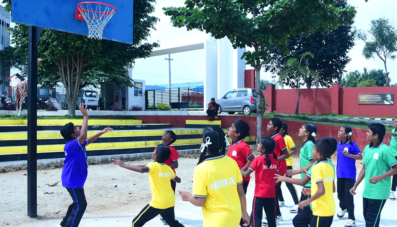 Students participating in outdoor sports and games